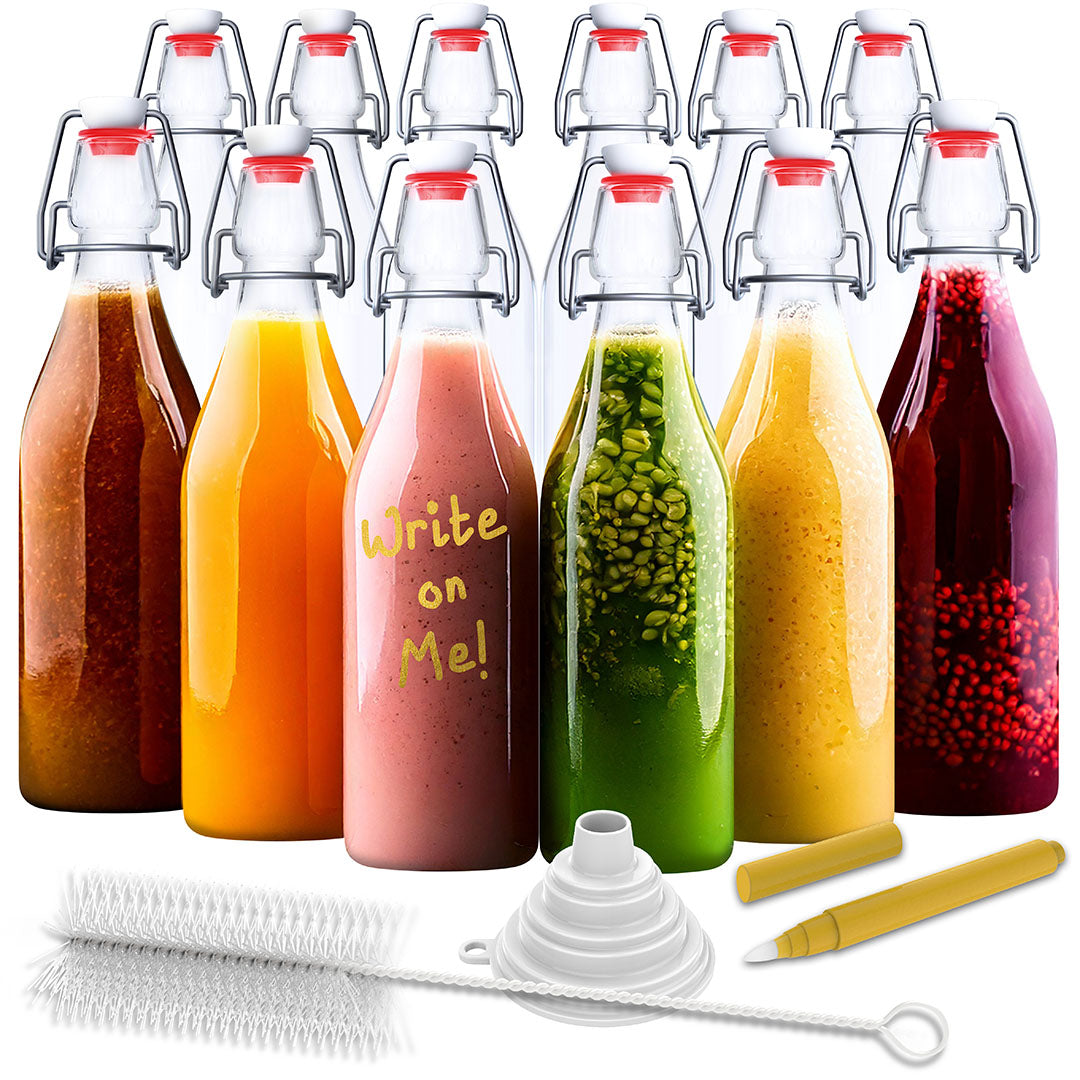 17  Oz. Swing Top Glass Bottles | Round Design