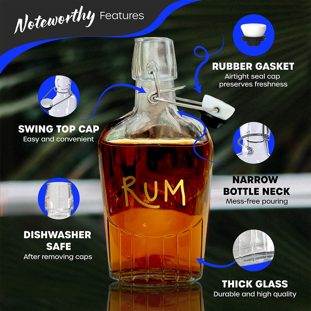 8.5 oz Swing Top Glass Flasks