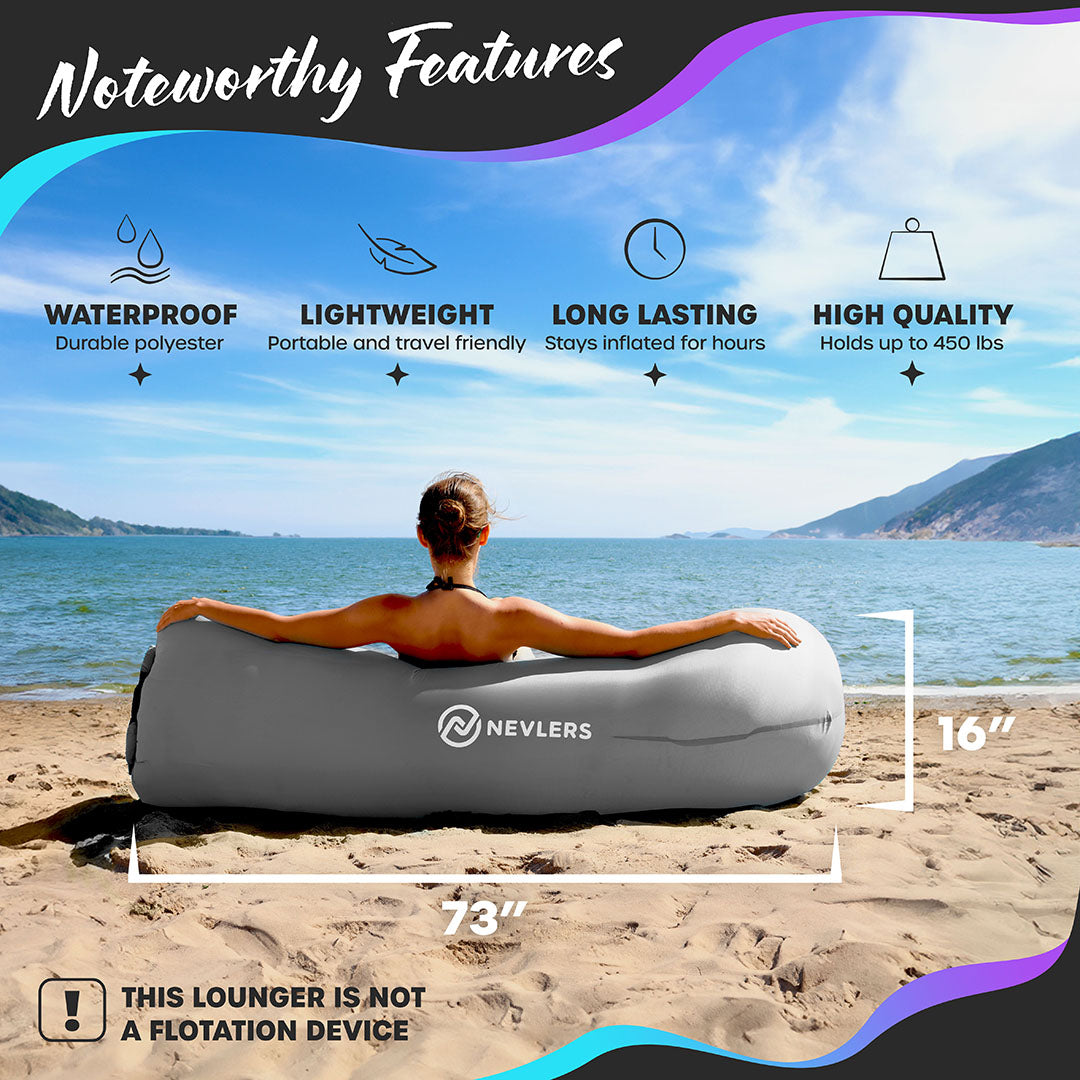 Inflatable Lounger - Gray - 1 pack