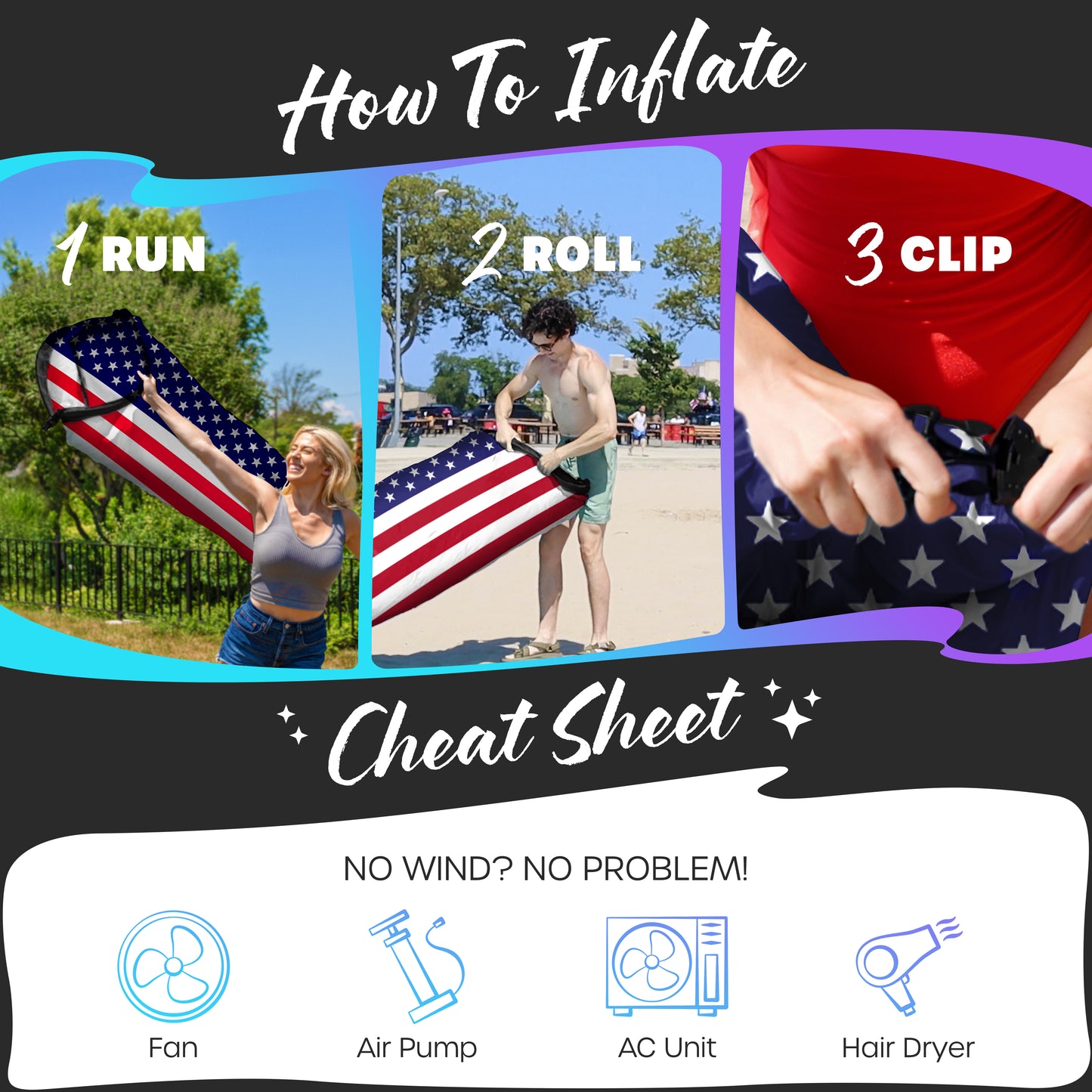 Inflatable Lounger - American Flag - 1 pack