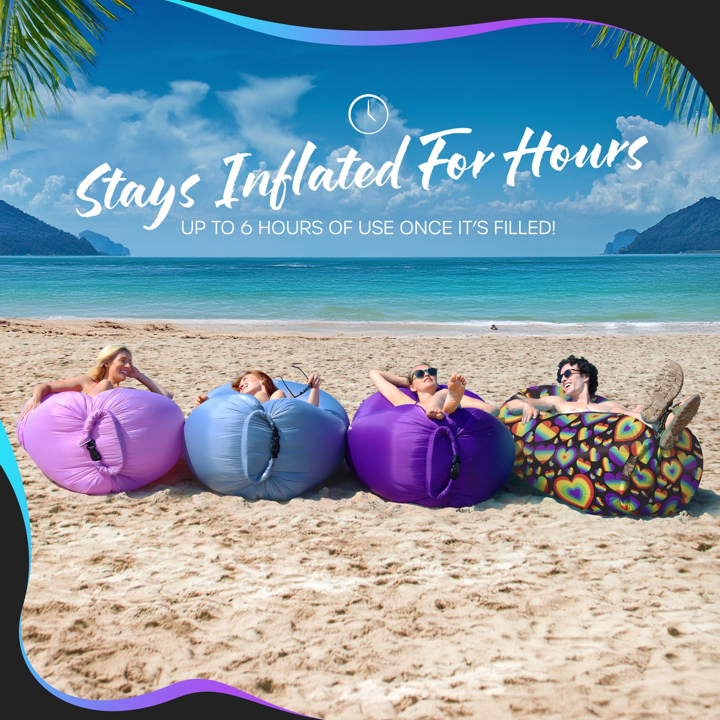 Inflatable Lounger - Rainbow Heart - 1 pack