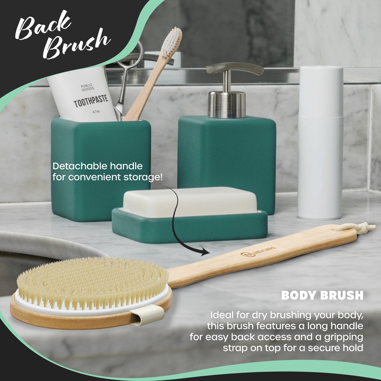 Boar Bristle Body Brush & Exfoliator Set