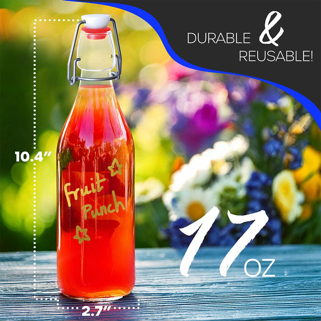 17  Oz. Swing Top Glass Bottles | Round Design