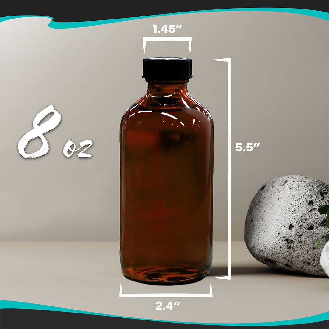 Amber Glass Boston Bottles - 8 Oz Glass Bottles with Twist Caps