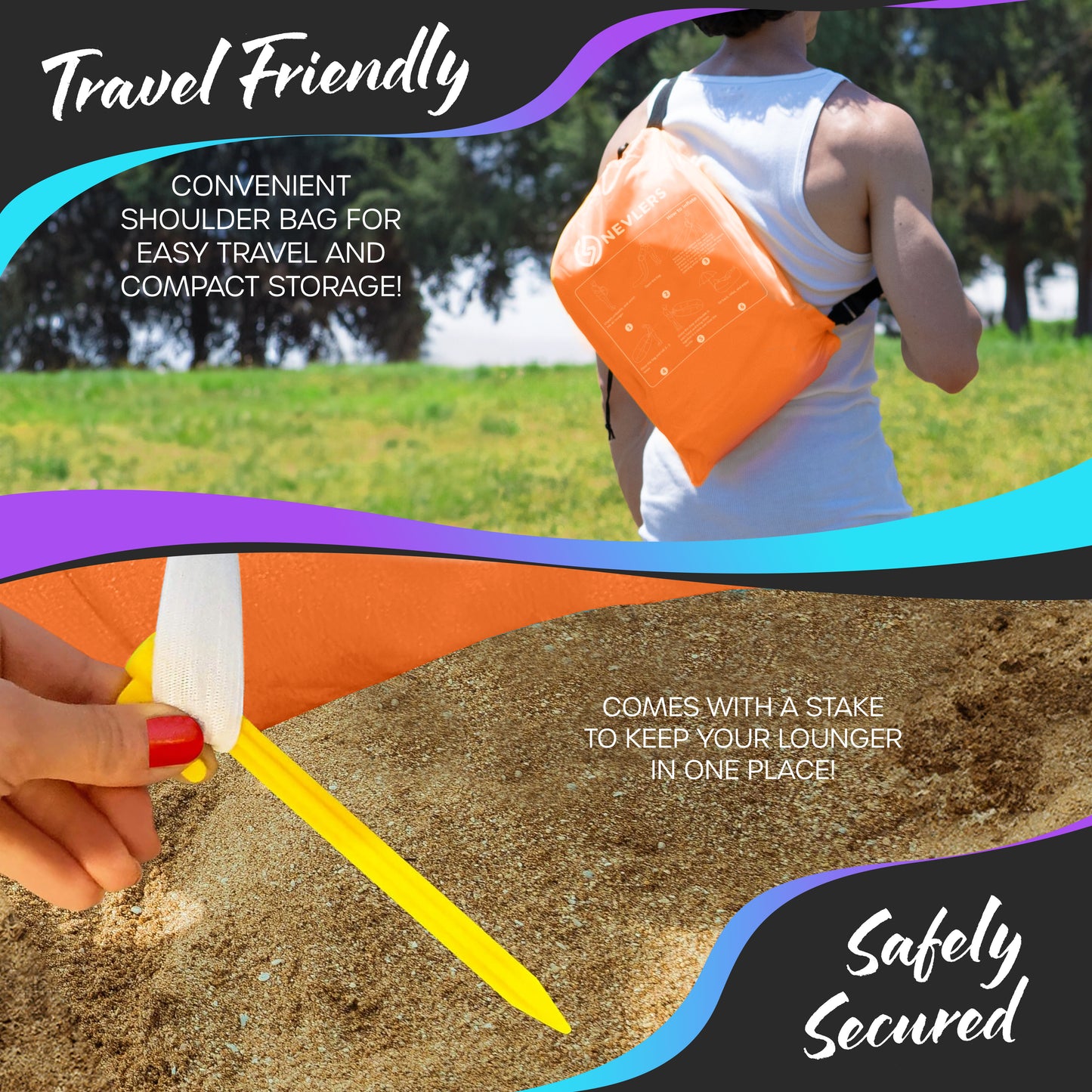 Inflatable Lounger - Orange - 1 Pack