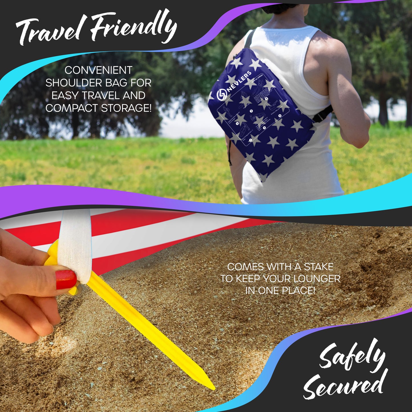 Inflatable Lounger - American Flag - 1 pack