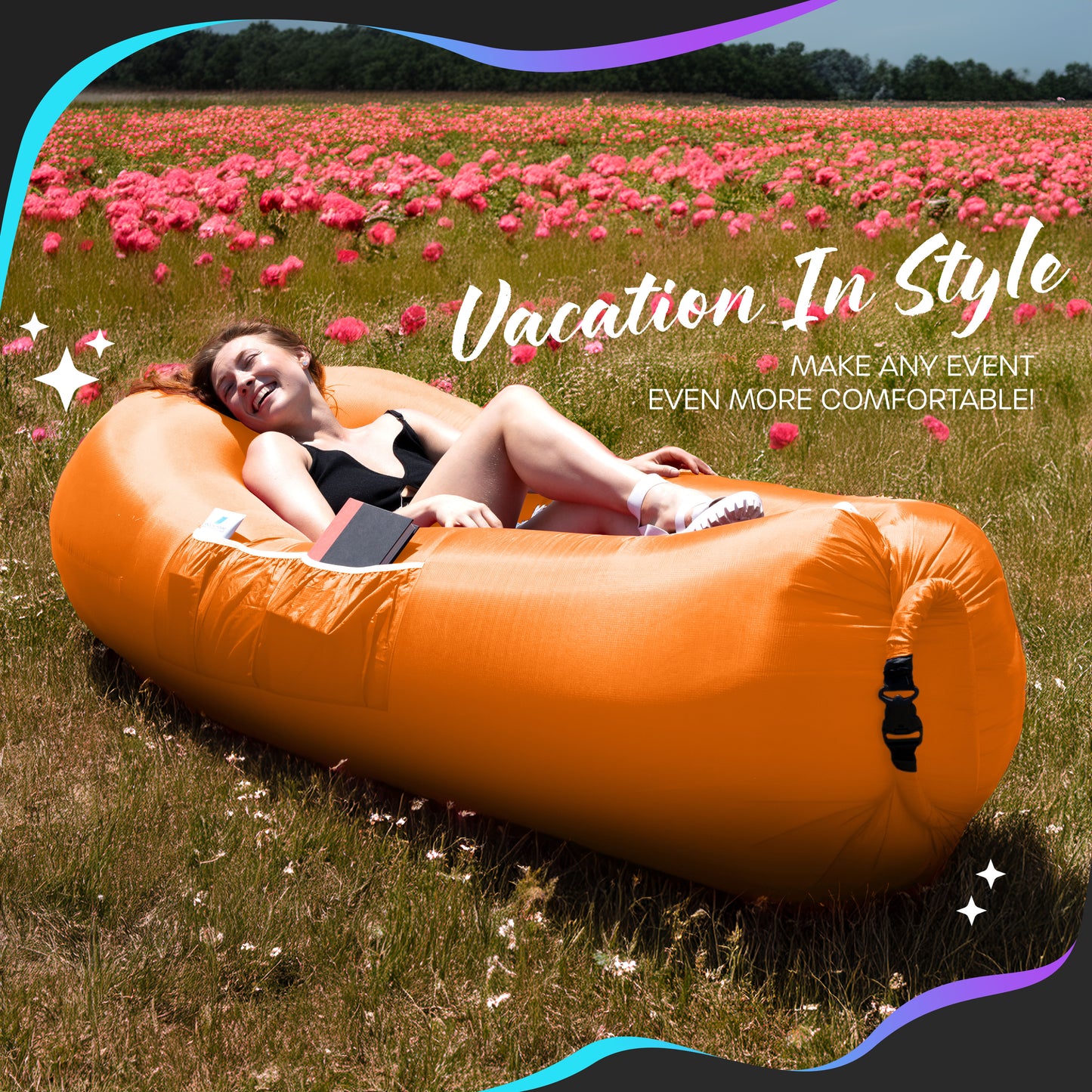 Inflatable Lounger - Orange - 1 Pack