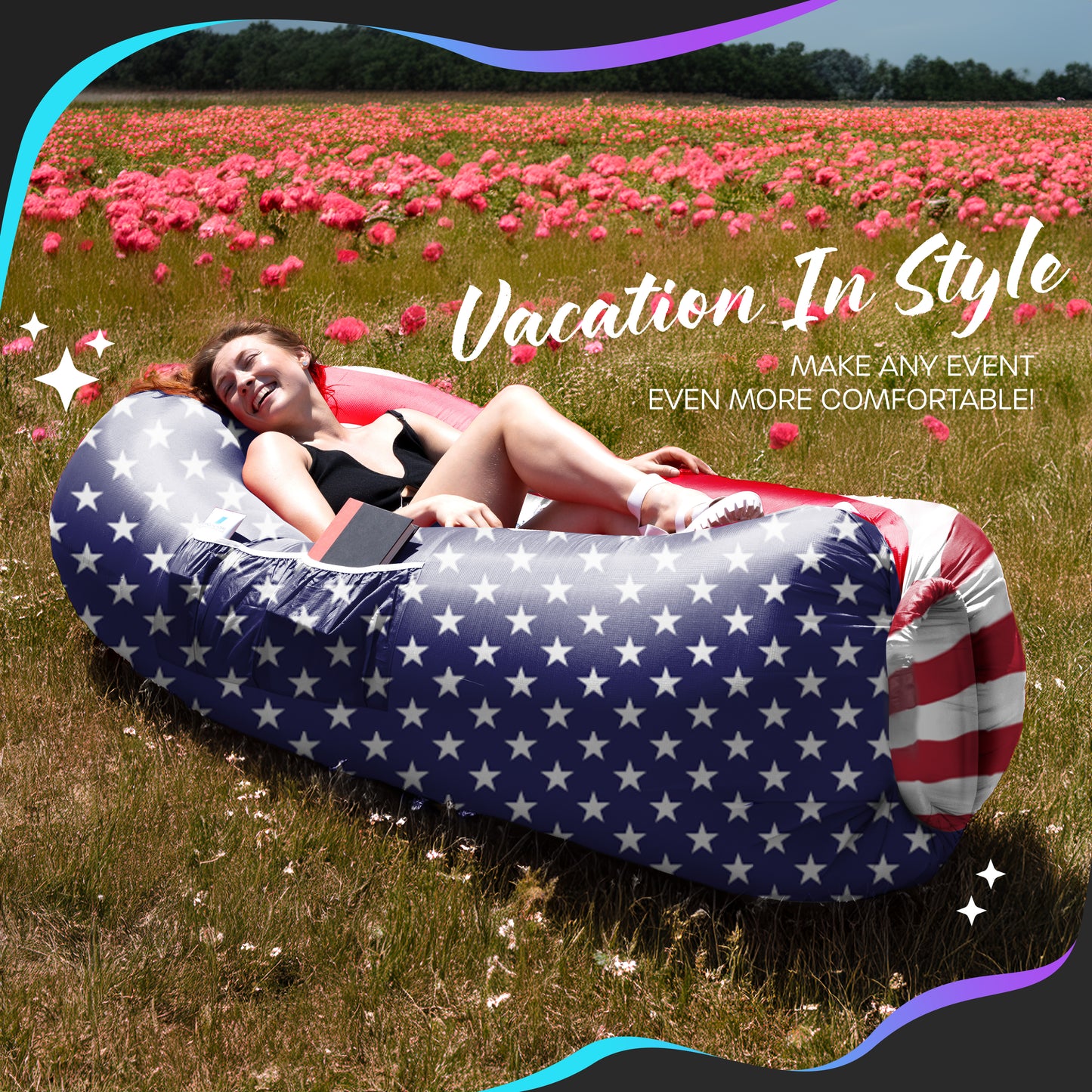 Inflatable Lounger - American Flag - 1 pack