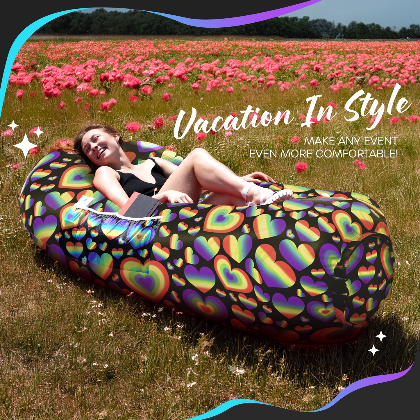 Inflatable Lounger - Rainbow Heart - 1 pack