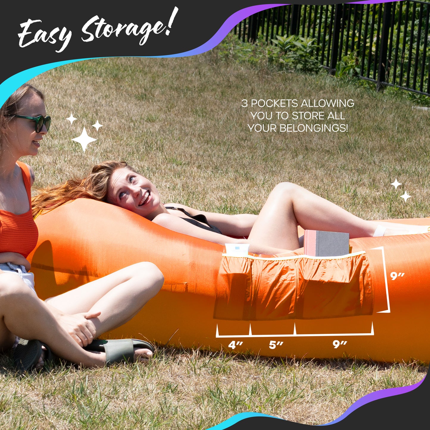 Inflatable Lounger - Orange - 1 Pack
