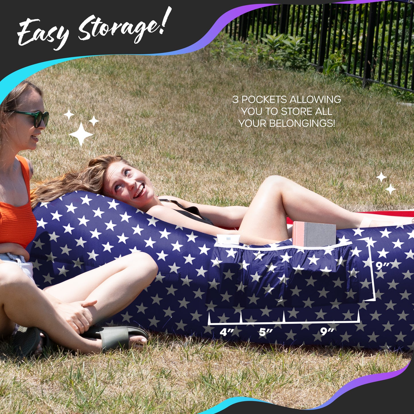 Inflatable Lounger - American Flag - 1 pack