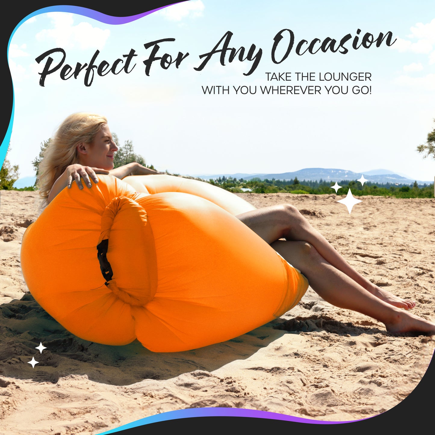 Inflatable Lounger - Orange - 1 Pack