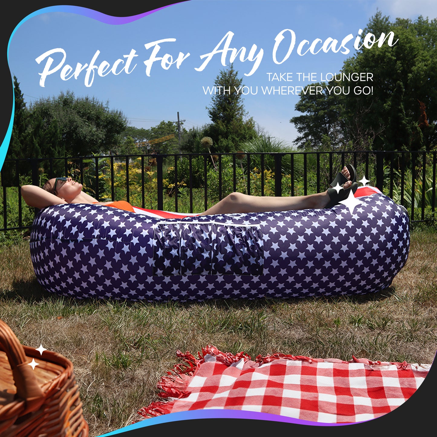 Inflatable Lounger - American Flag - 1 pack