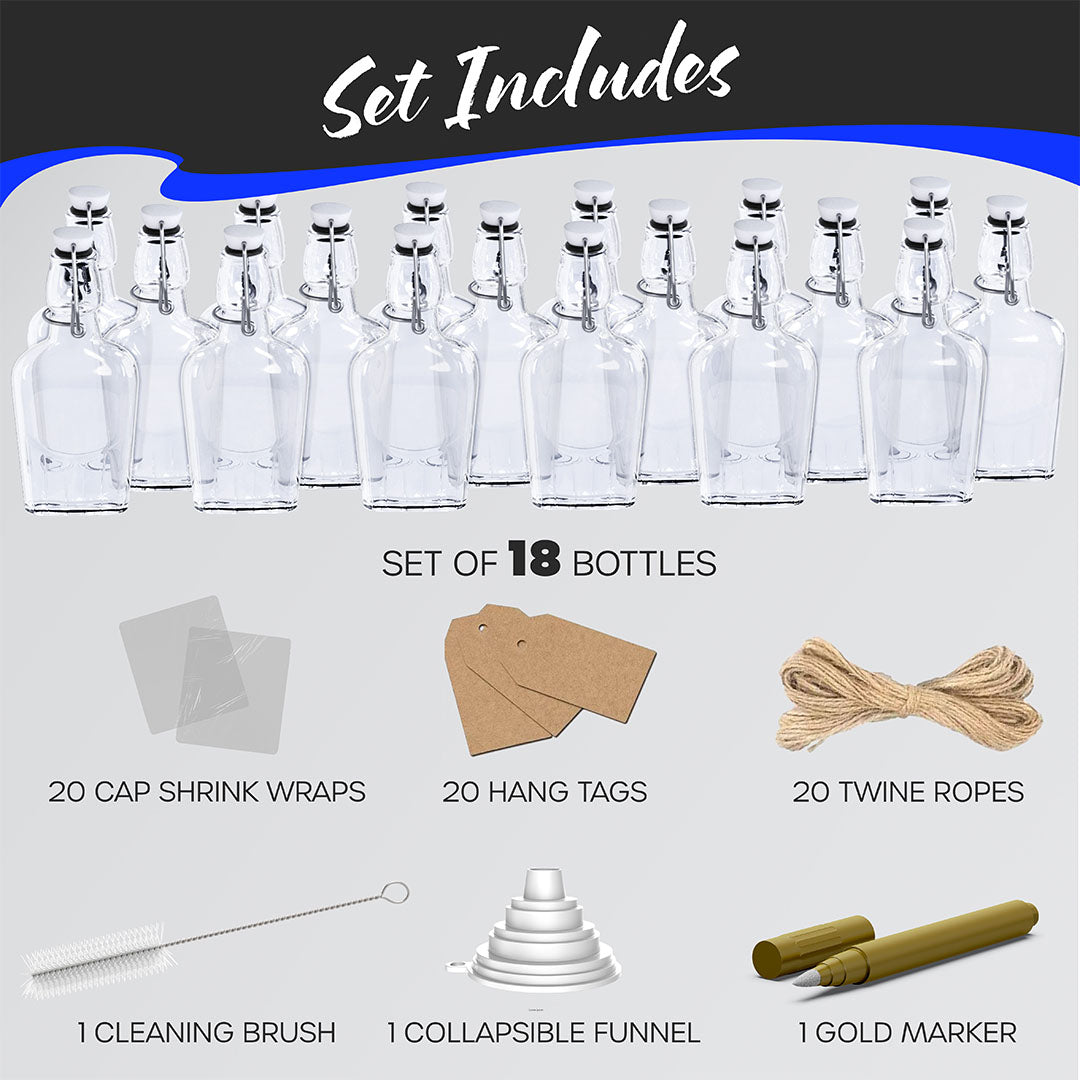 8.5 oz Swing Top Glass Flasks