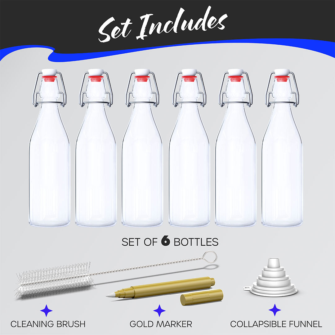 17  Oz. Swing Top Glass Bottles | Round Design