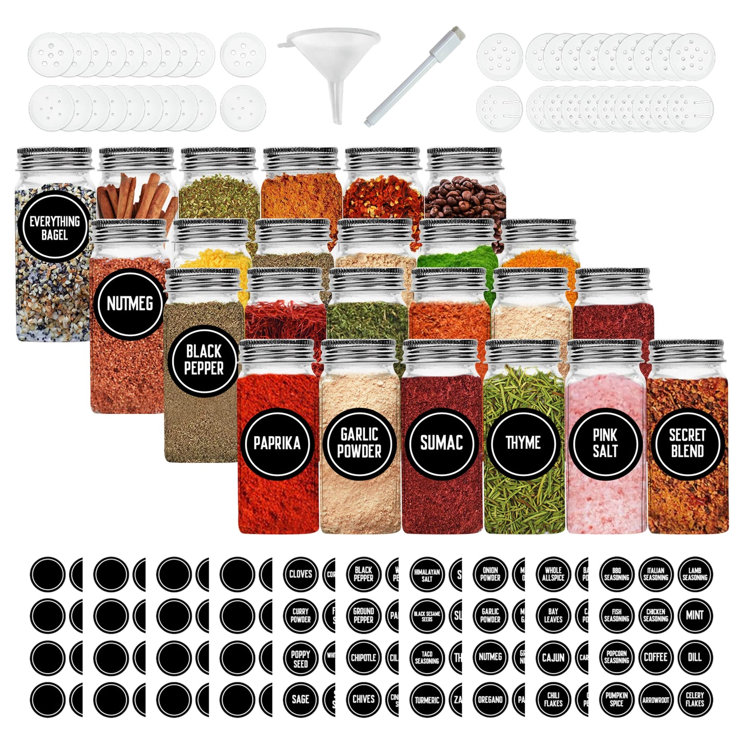 Glass Spice Jars - 4 Oz - 24 PCS