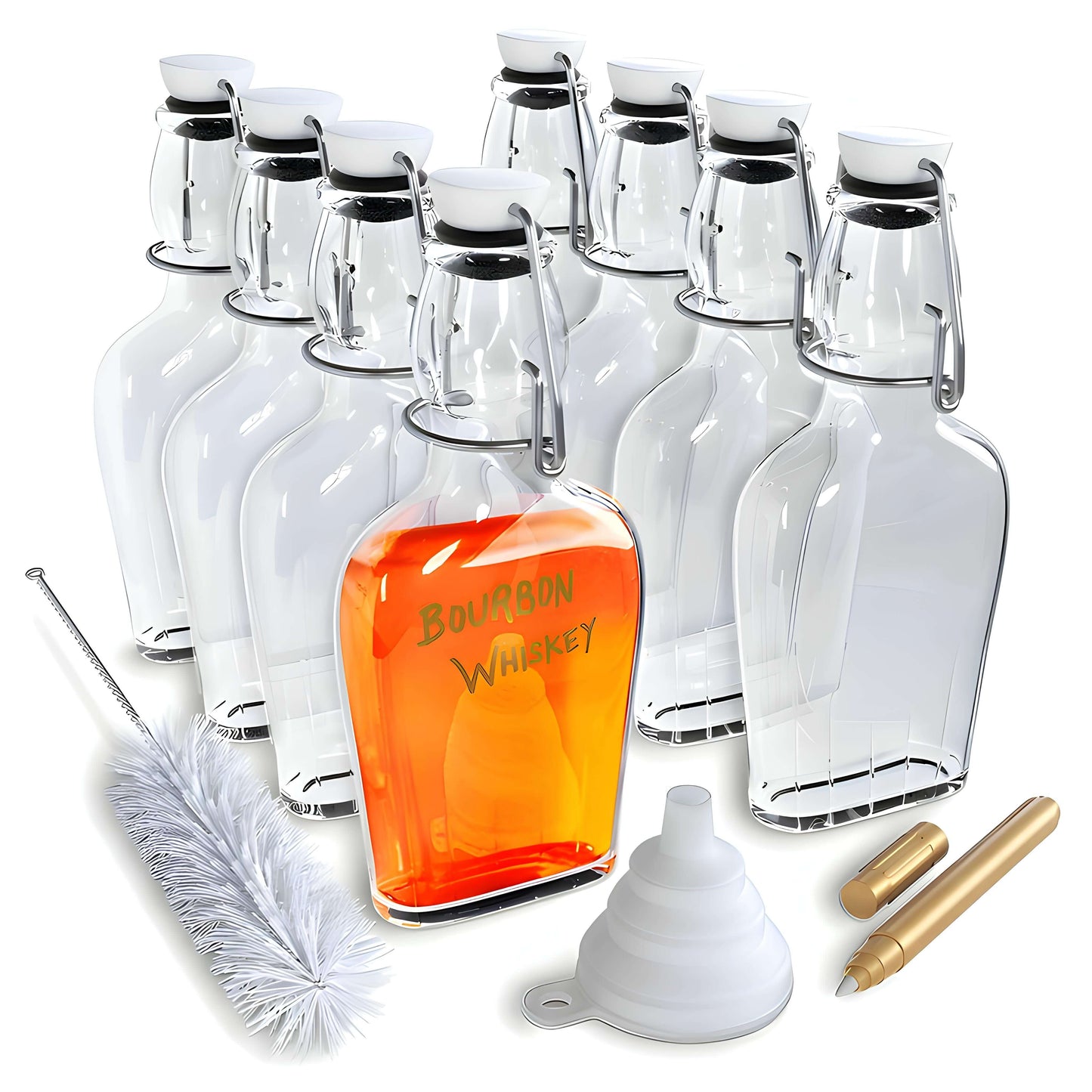 8.5 oz Swing Top Glass Flasks