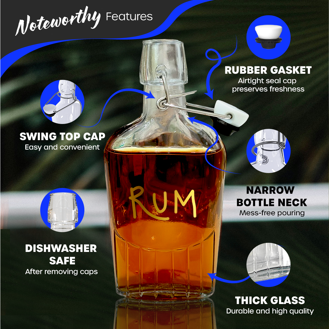 8.5 oz Swing Top Glass Flasks