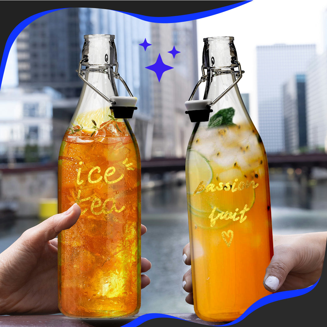 Pack of 6, 33 Oz. Swing Top Glass Bottle Sets | Round Design