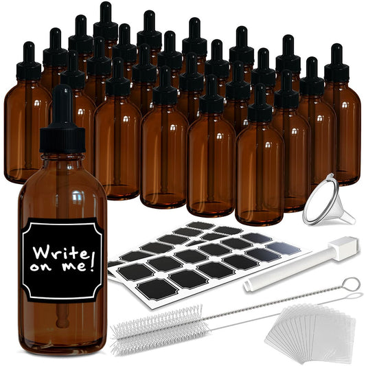 Amber Glass Dropper Bottles - 4 Oz. (Pack of 24)