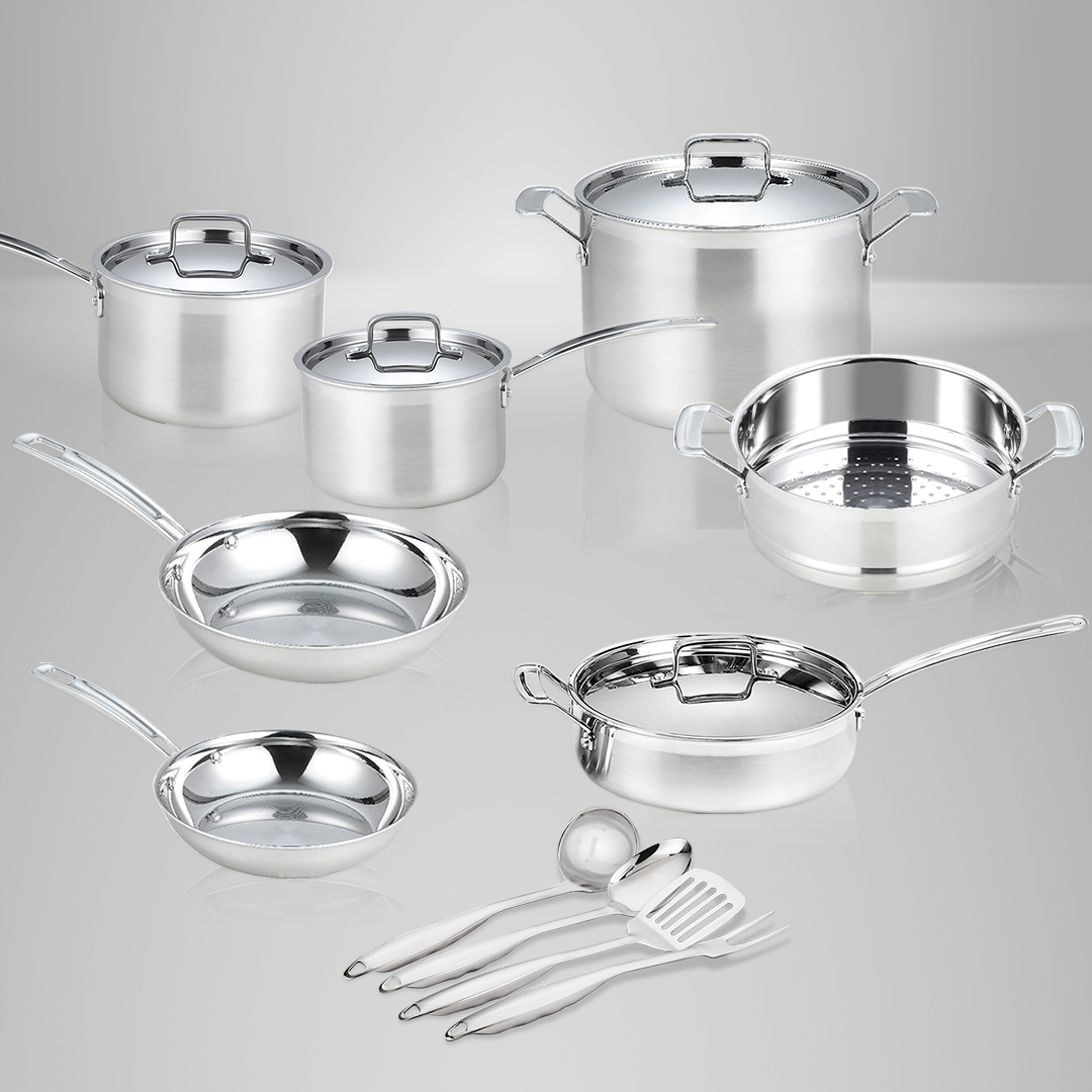 Stainless Steel Pots & Pans | Stainless Steel Lids - 15 PCS