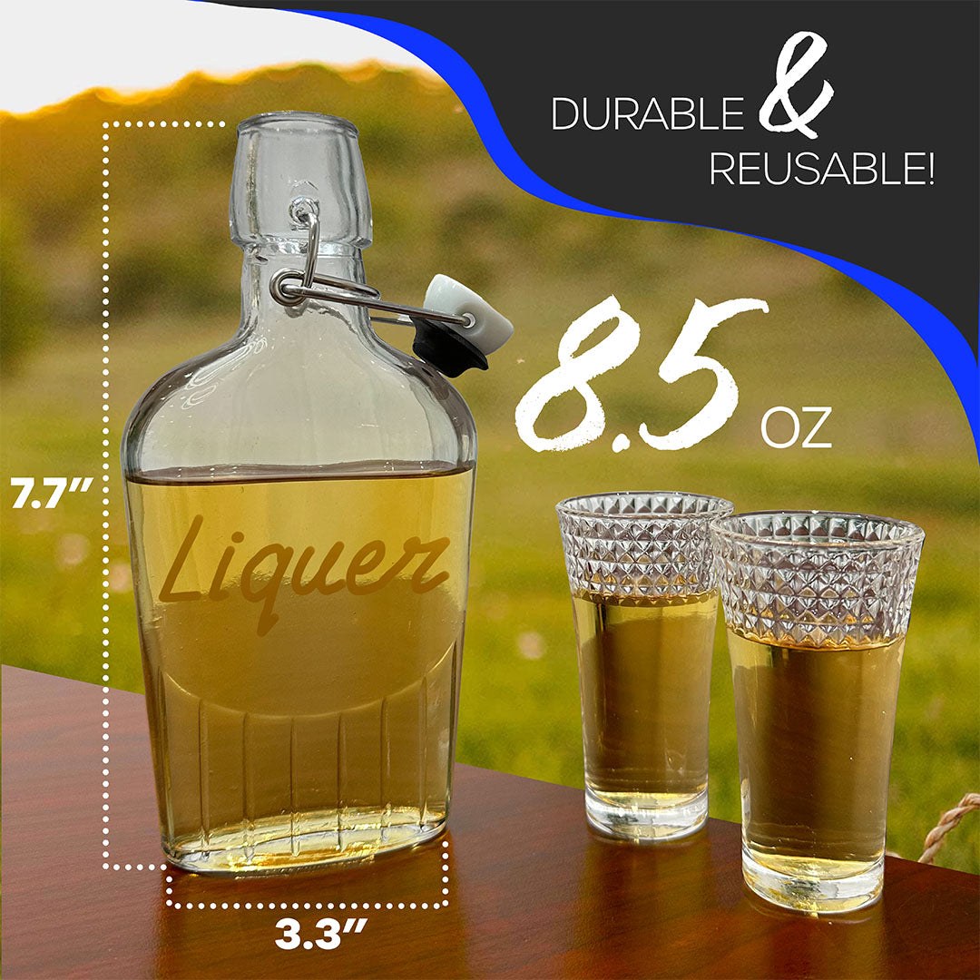 8.5 oz Swing Top Glass Flasks