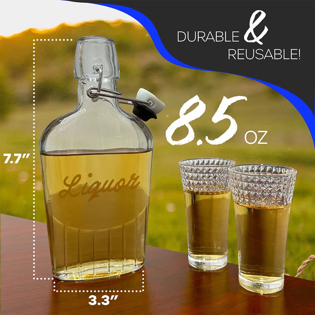 8.5 oz Swing Top Glass Flasks