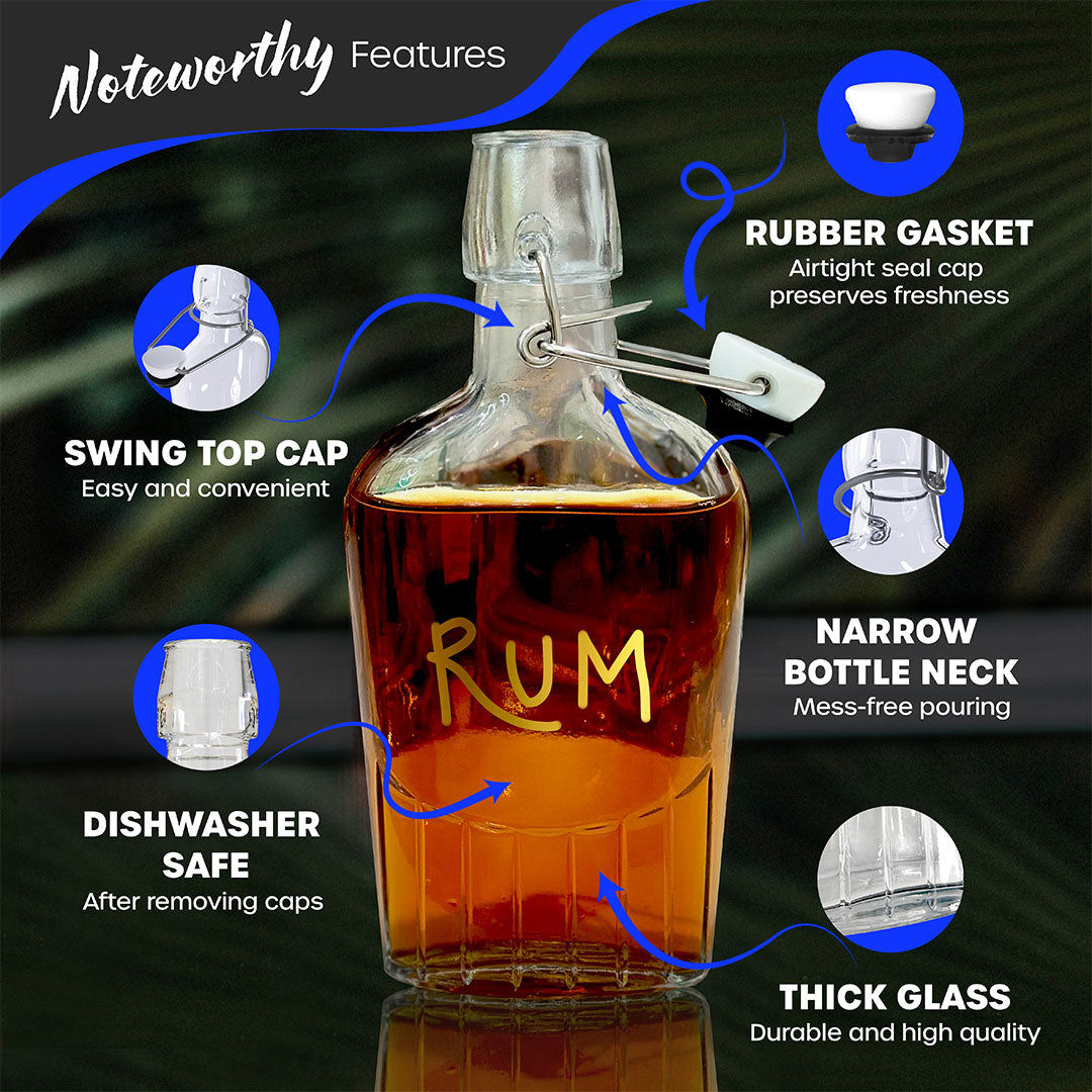 8.5 oz Swing Top Glass Flasks