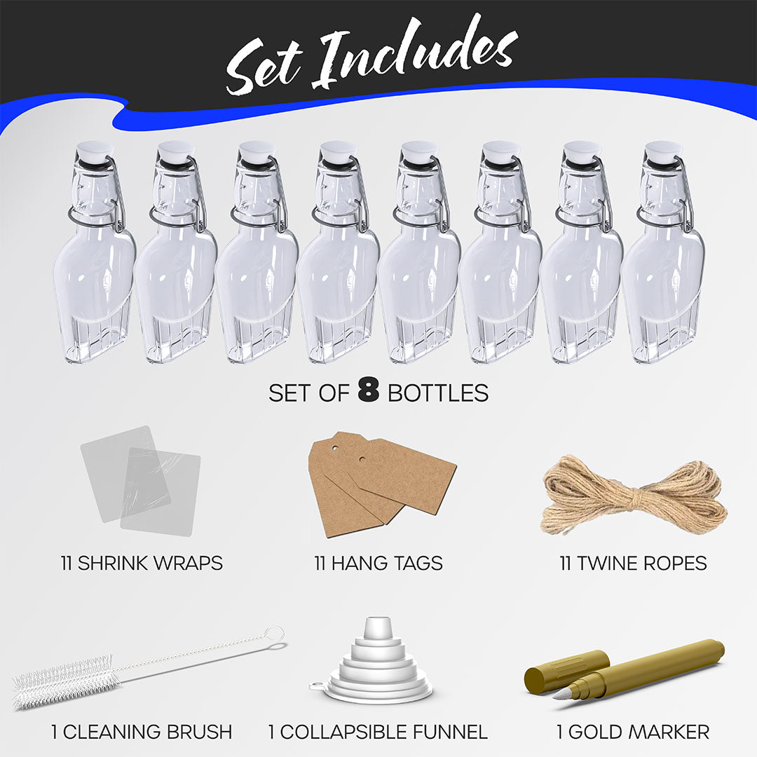 8.5 oz Swing Top Glass Flasks