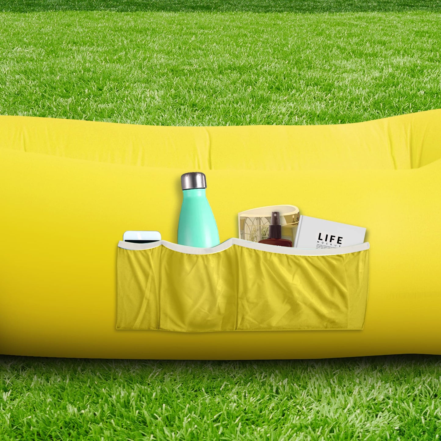 Inflatable Loungers - Yellow and Gray - 2 Pack