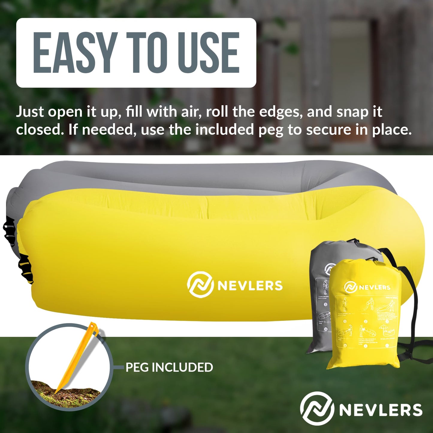 Inflatable Loungers - Yellow and Gray - 2 Pack