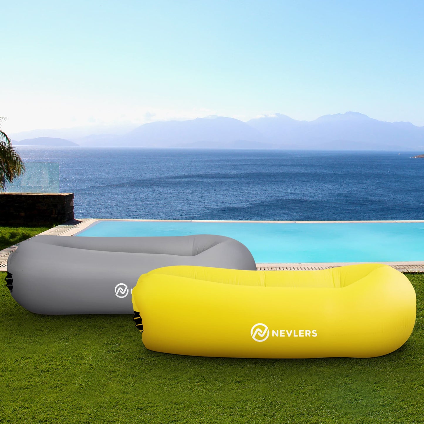 Inflatable Loungers - Yellow and Gray - 2 Pack