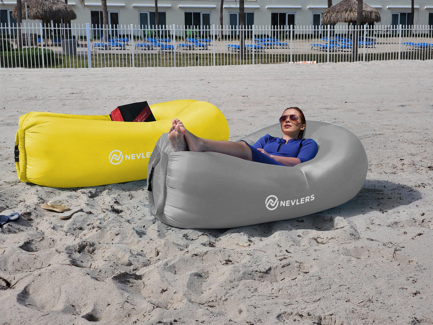 Inflatable Loungers - Yellow and Gray - 2 Pack