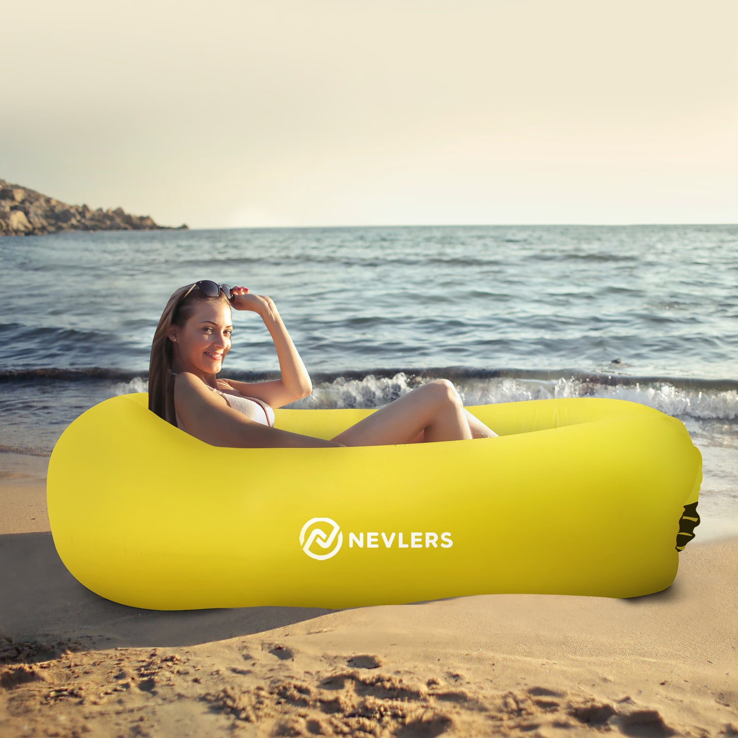 Inflatable Loungers - Blue/Yellow - 2 Pack