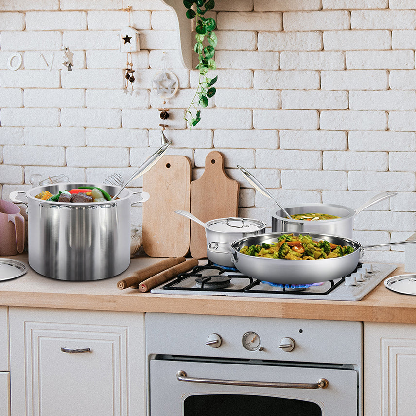 Stainless Steel Pots & Pans | Stainless Steel Lids - 10 PCS