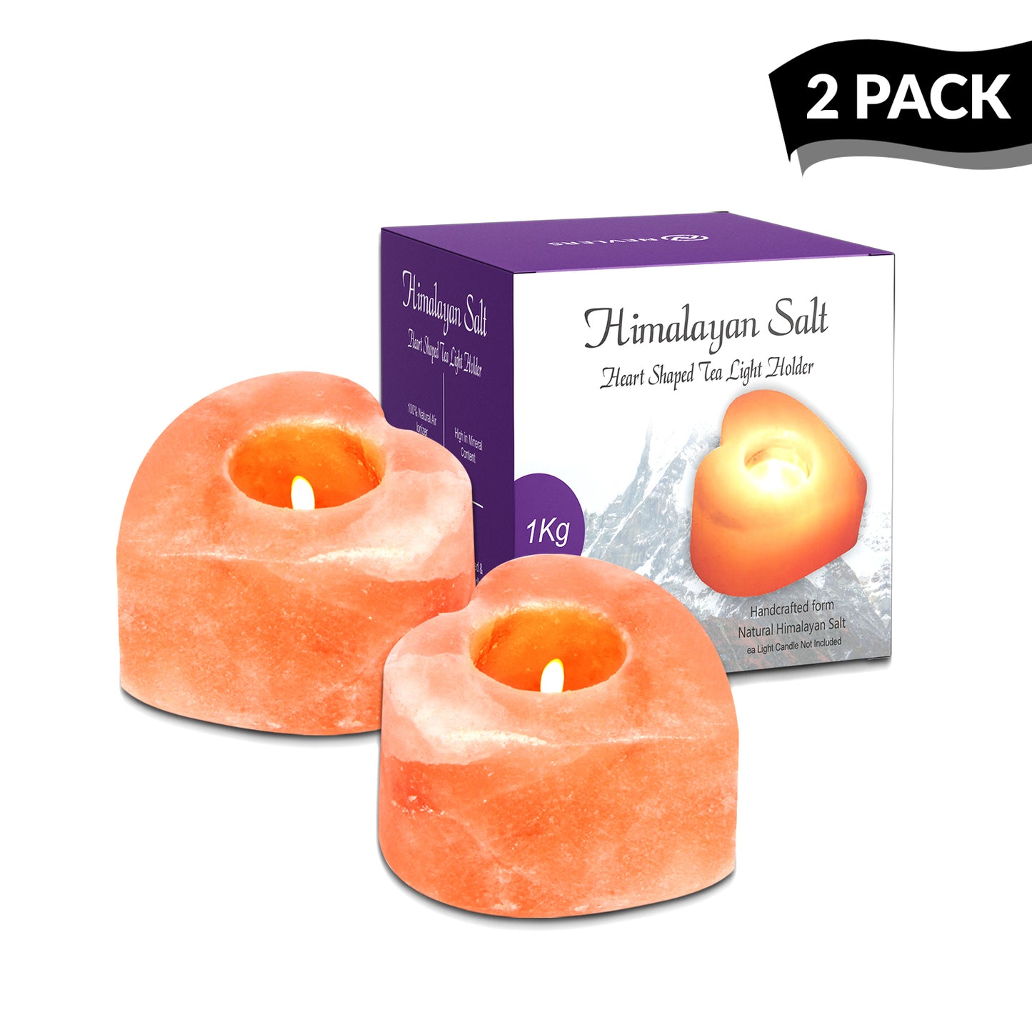 Pink Himalayan Salt Tea Light Holders | Heart Shape
