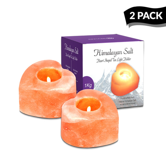 Pink Himalayan Salt Tea Light Holders | Heart Shape