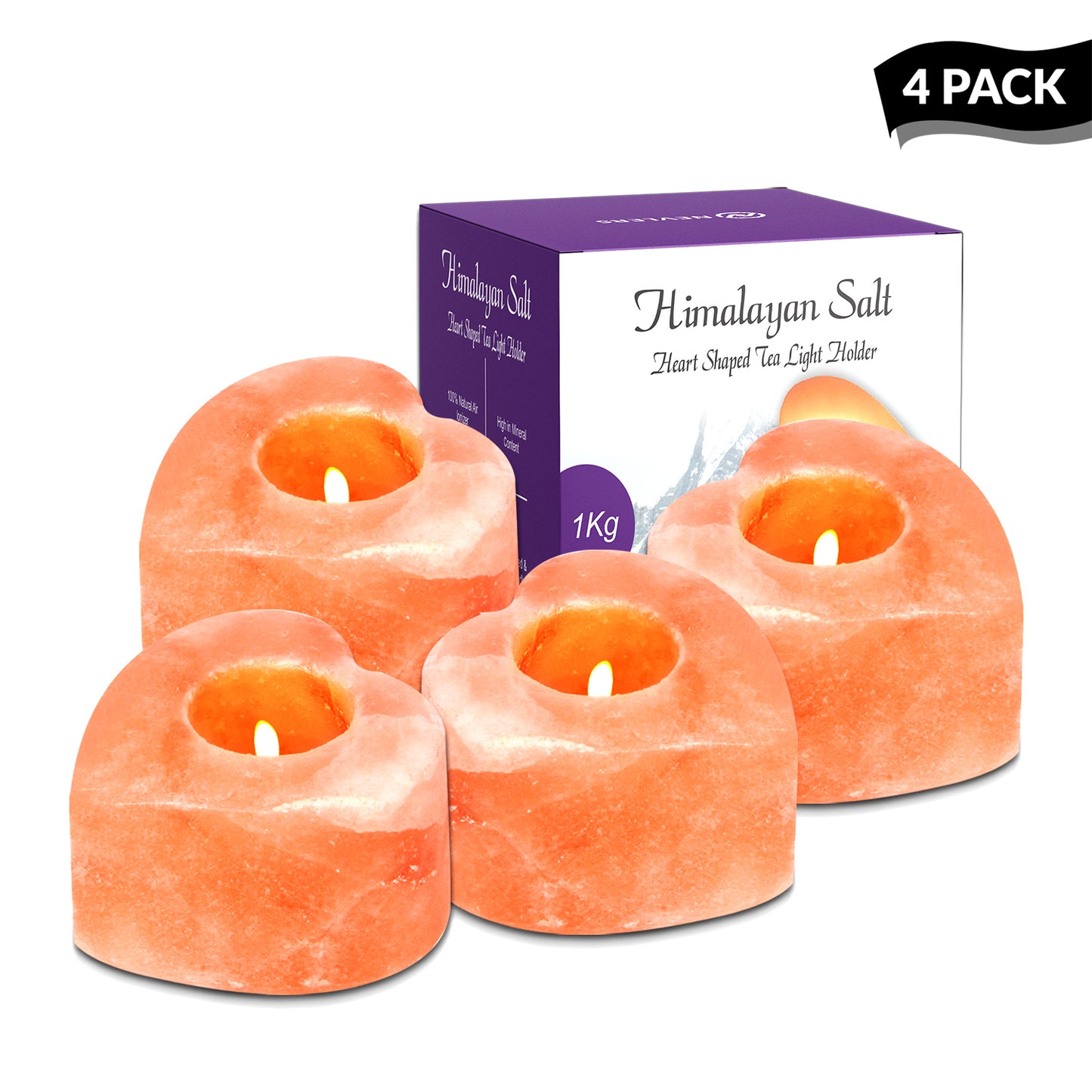 Pink Himalayan Salt Tea Light Holders | Heart Shape