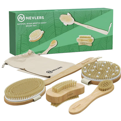 Boar Bristle Body Brush & Exfoliator Set