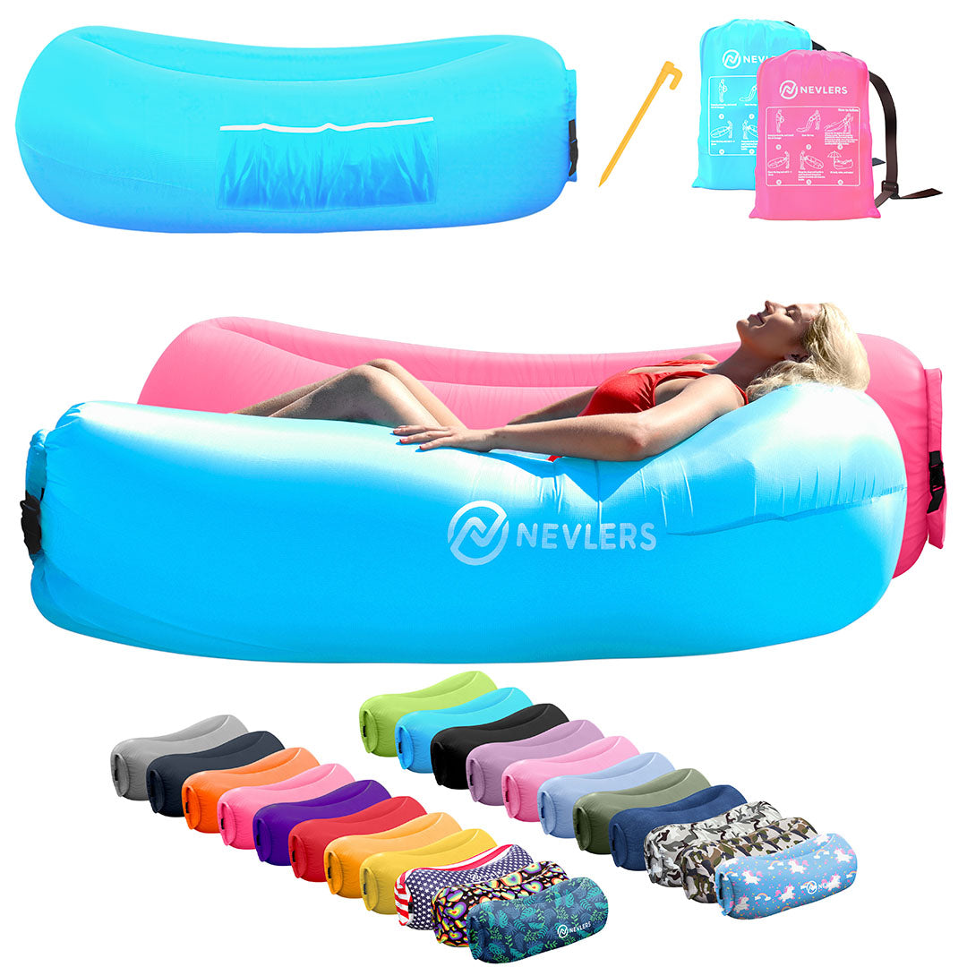 Inflatable Loungers - Blue/Pink - 2 Pack