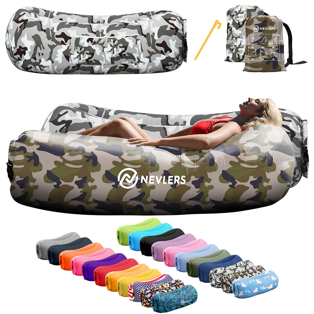 Inflatable Loungers - Green & Gray Camo - 2 Pack