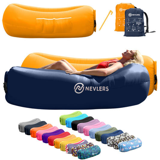 Inflatable Loungers - Navy/Saffron - 2 Pack