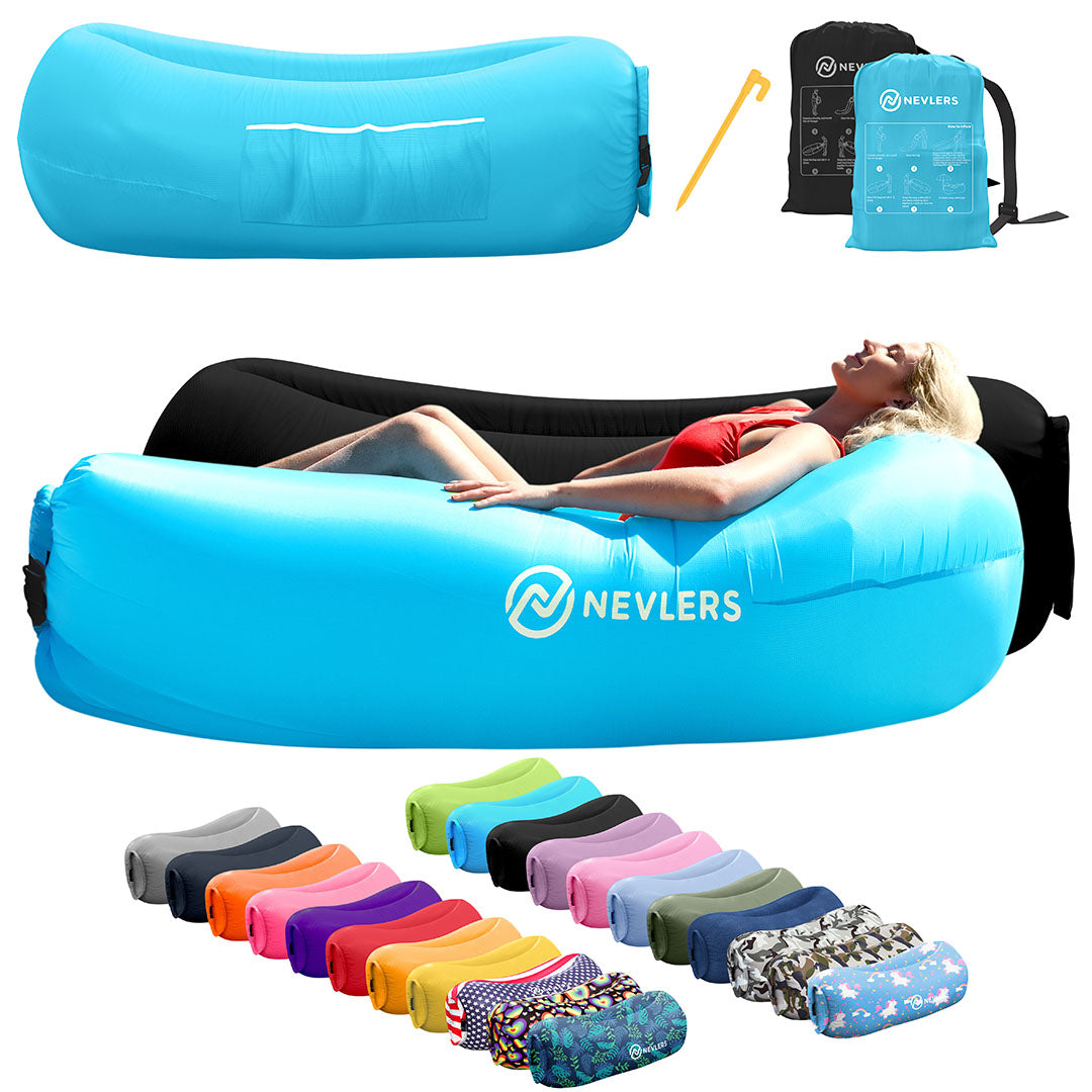 Inflatable Loungers - Blue/Black - 2 Pack