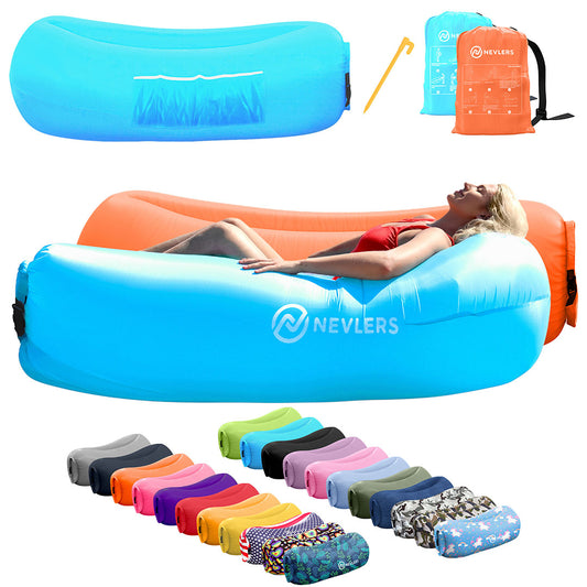 Inflatable Loungers - Blue/Orange - 2 Pack