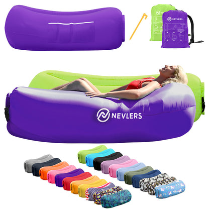 Inflatable Loungers - Green/Purple - 2 Pack