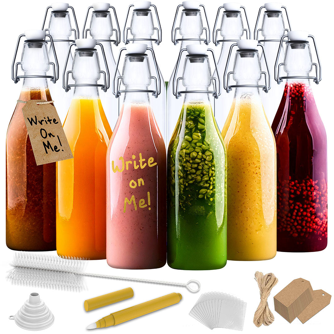 17  Oz. Swing Top Glass Bottles | Round Design