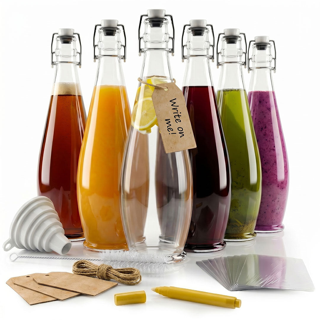 Swing Top Glass Bottle Sets | Teardrop Shape