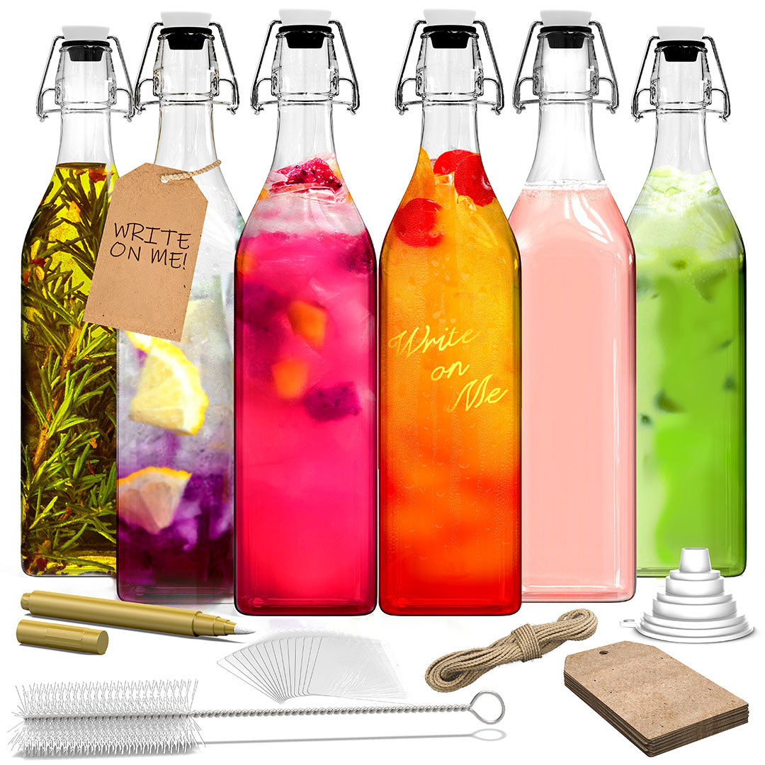 Swing Top Glass Bottles | Square Shape