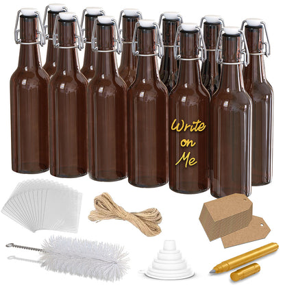 Swing Top Amber Glass Bottle Sets - 16 oz | Beer Bottle Pack