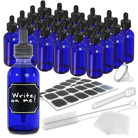 Cobalt Blue Dropper Bottles - 2 Oz.